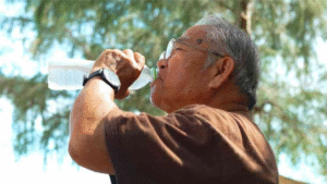Man drinks water